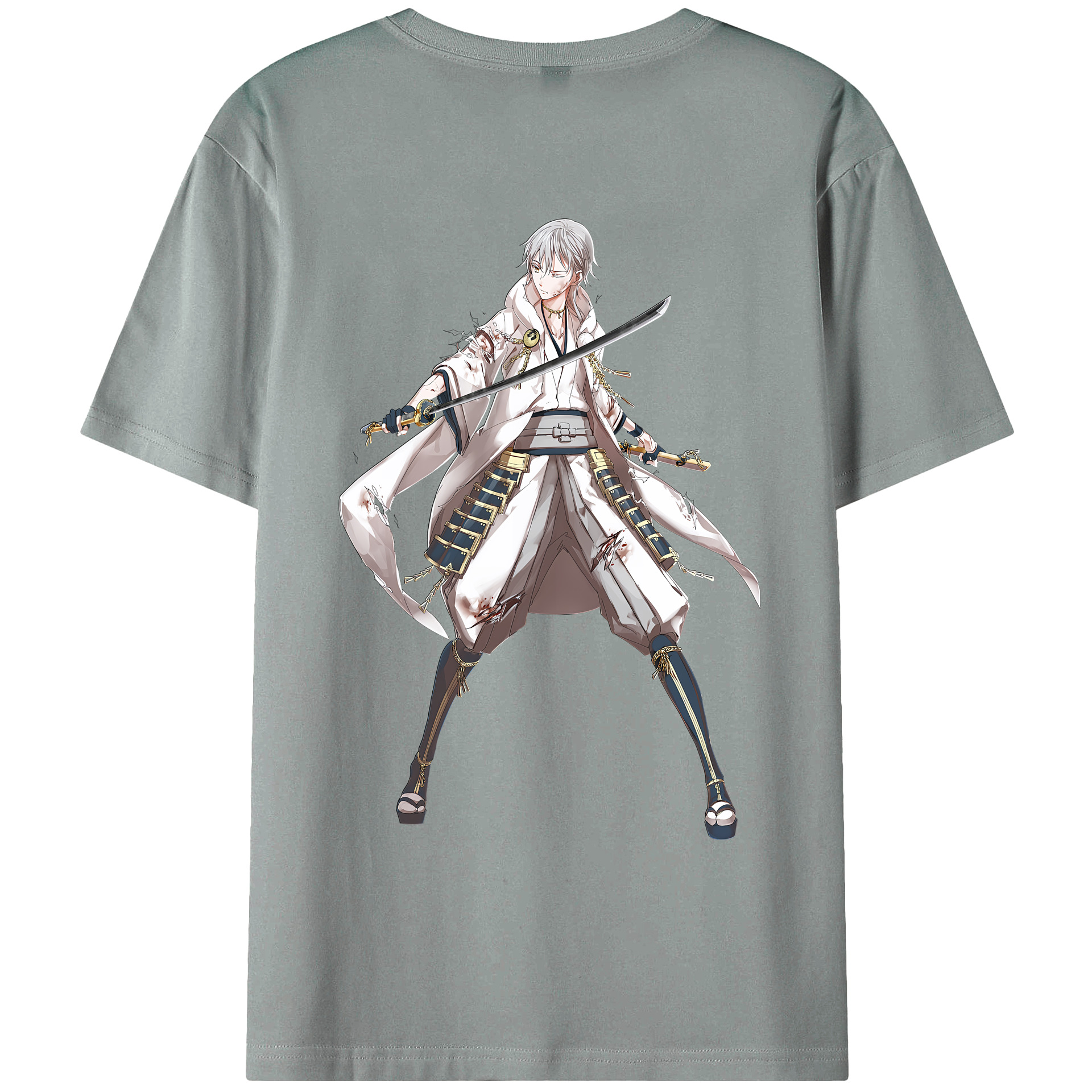 （画像用） 刀剣乱舞 Touken Ranbu 綿100％ メンズ半袖Tシャツ（バックプリント） 通気性